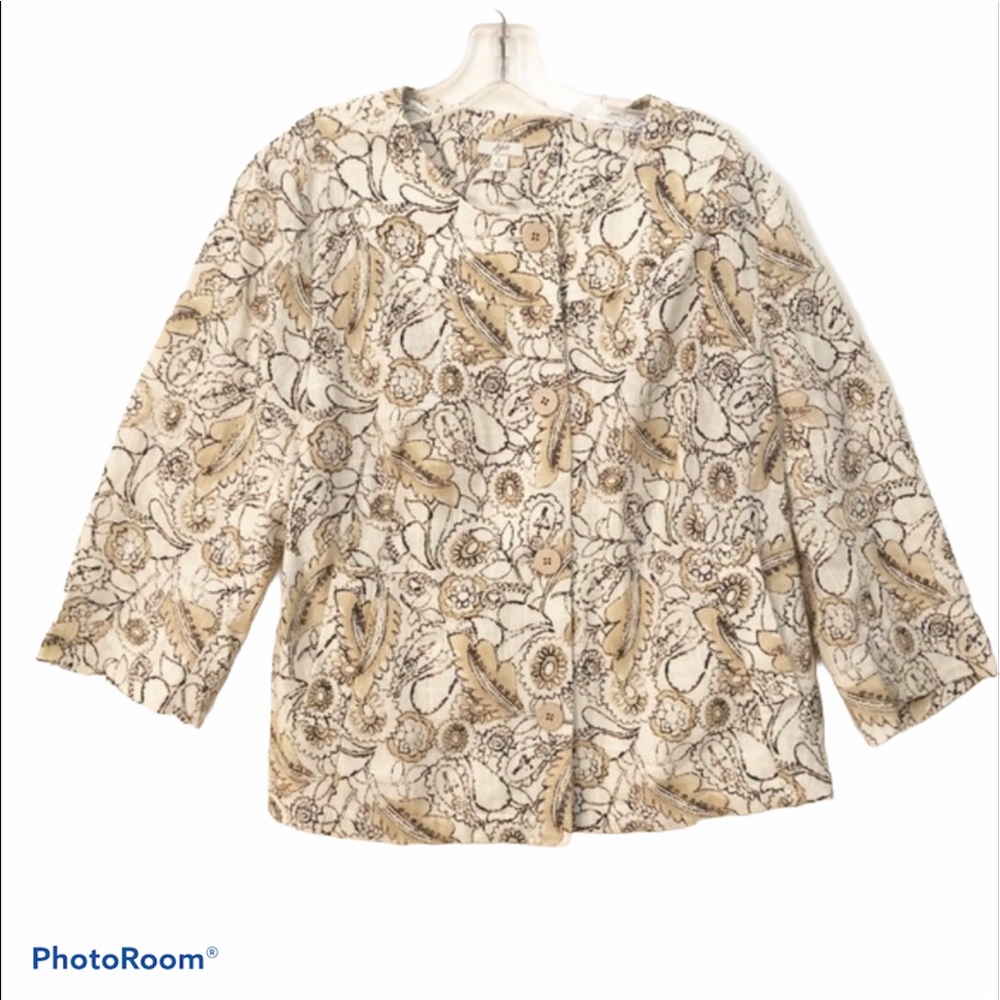 J. Jill Linen Blend Floral Print Jacket